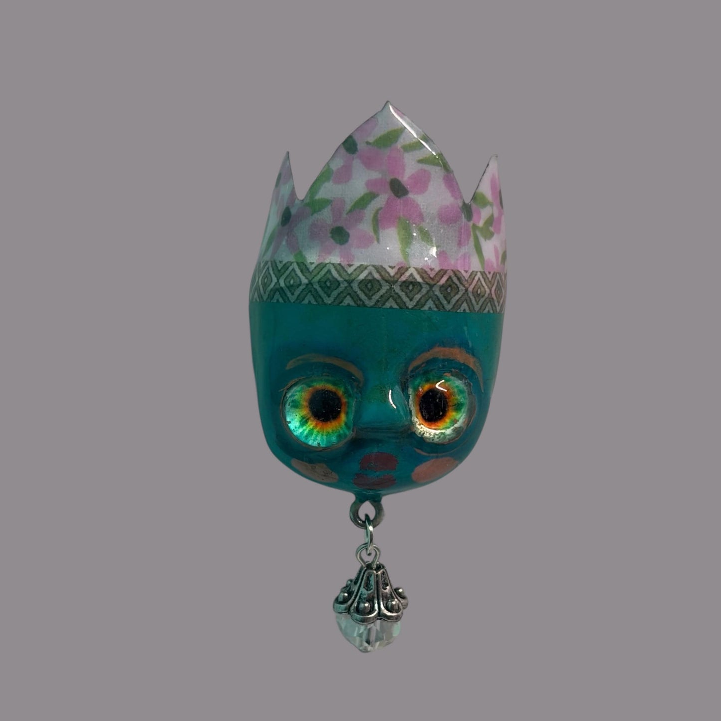 Handpainted Monster Fridge Magnet: Crowned Creepling Fae Goblin