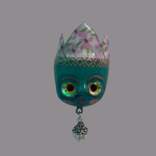 Handpainted Monster Fridge Magnet: Crowned Creepling Fae Goblin