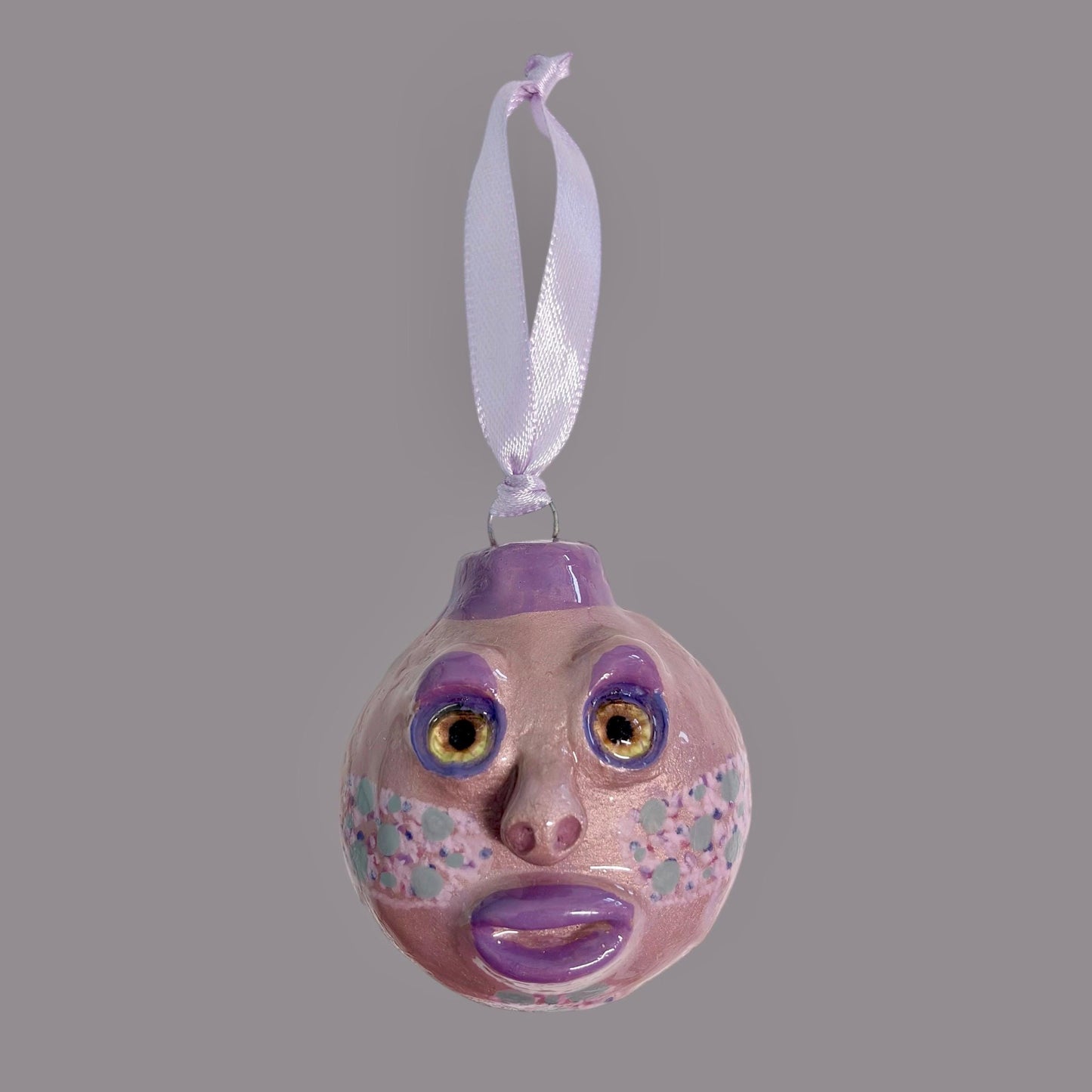 Whimsical Quirky Face Ornament Handmade Clay