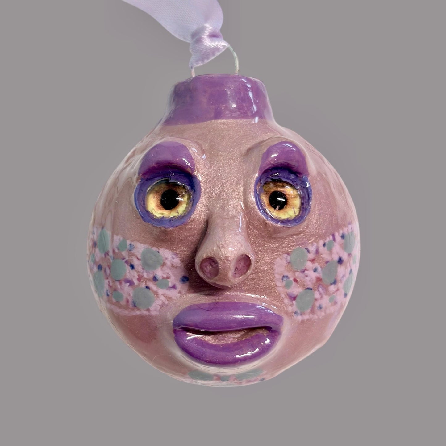Whimsical Quirky Face Ornament Handmade Clay