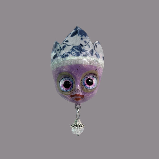 Handpainted Monster Fridge Magnet: Crowned Creepling Fae Goblin