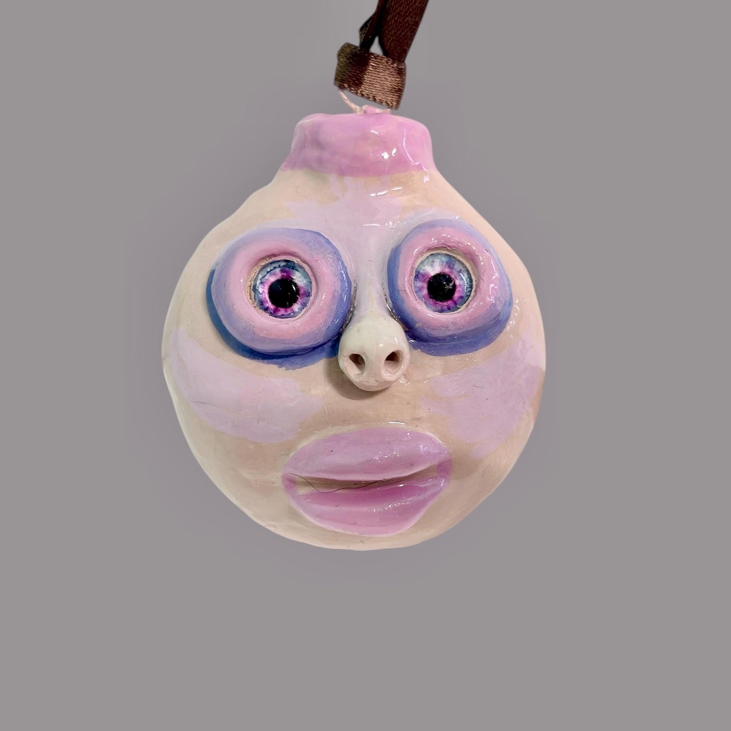 Whimsical Quirky Face Ornament Handmade Clay