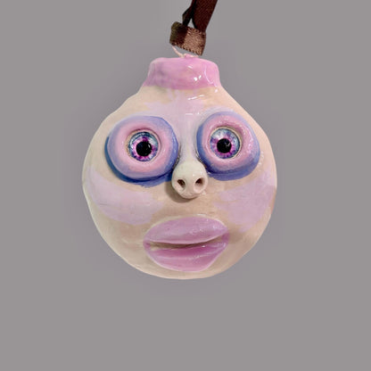 Whimsical Quirky Face Ornament Handmade Clay