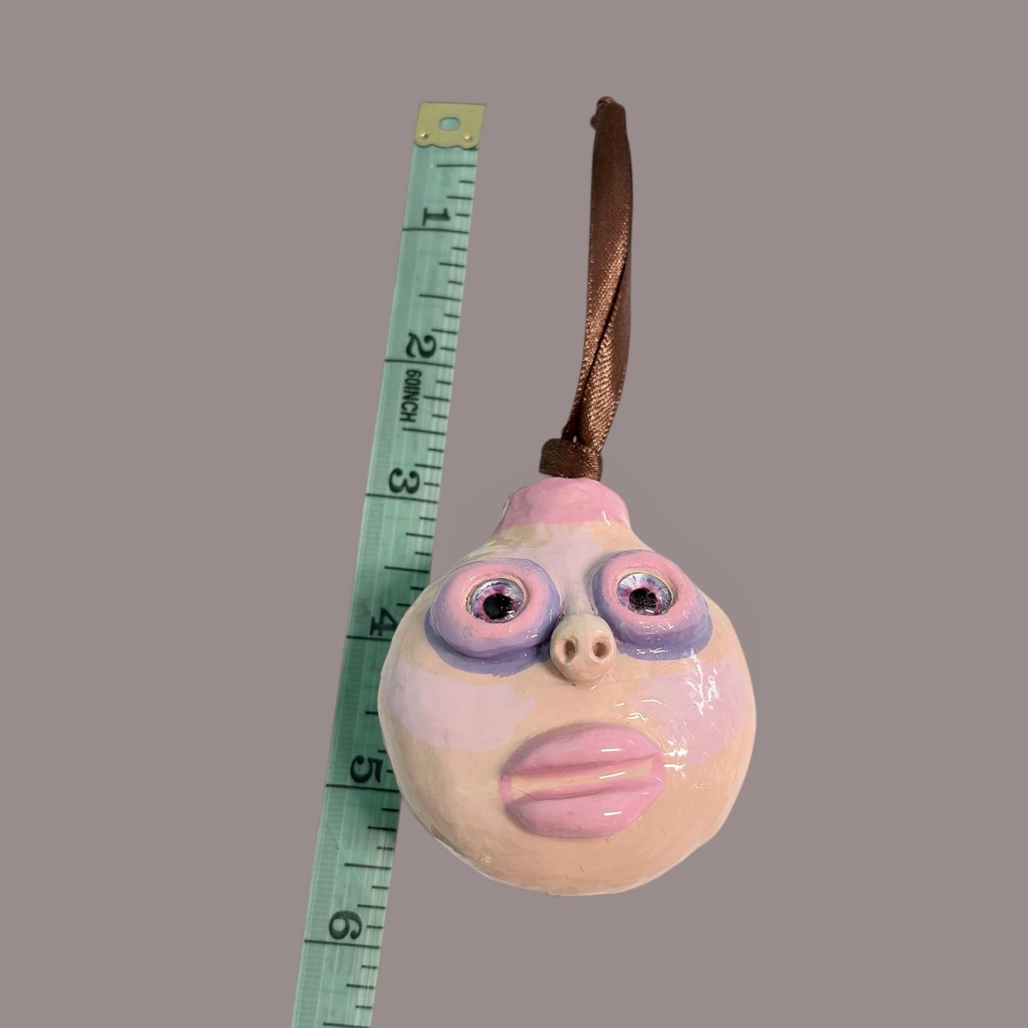 Whimsical Quirky Face Ornament Handmade Clay