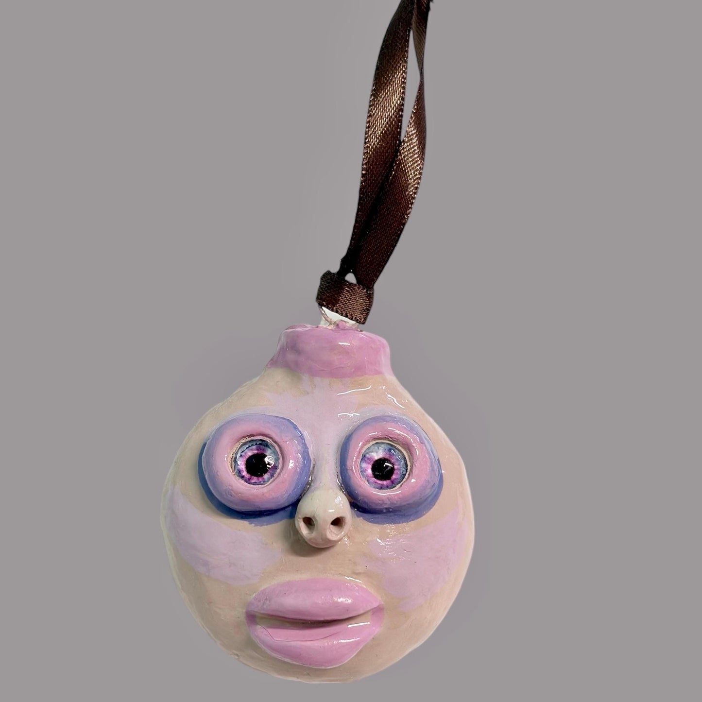 Whimsical Quirky Face Ornament Handmade Clay