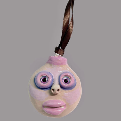 Whimsical Quirky Face Ornament Handmade Clay