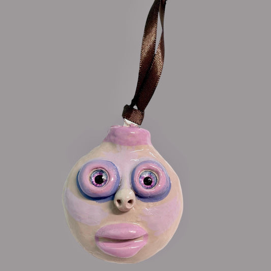 Whimsical Quirky Face Ornament Handmade Clay