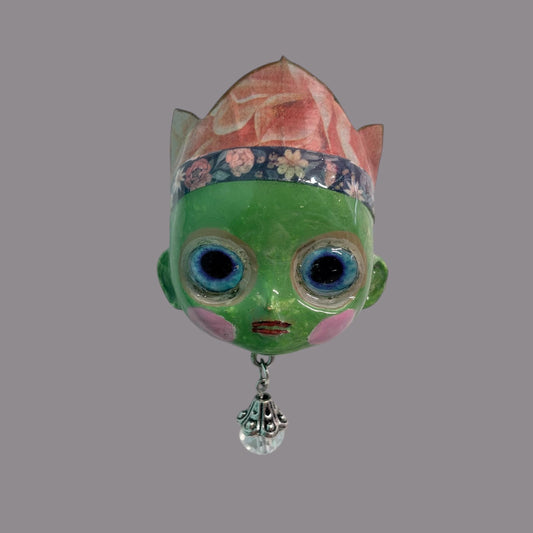 Handpainted Monster Fridge Magnet: Crowned Creepling Fae Goblin