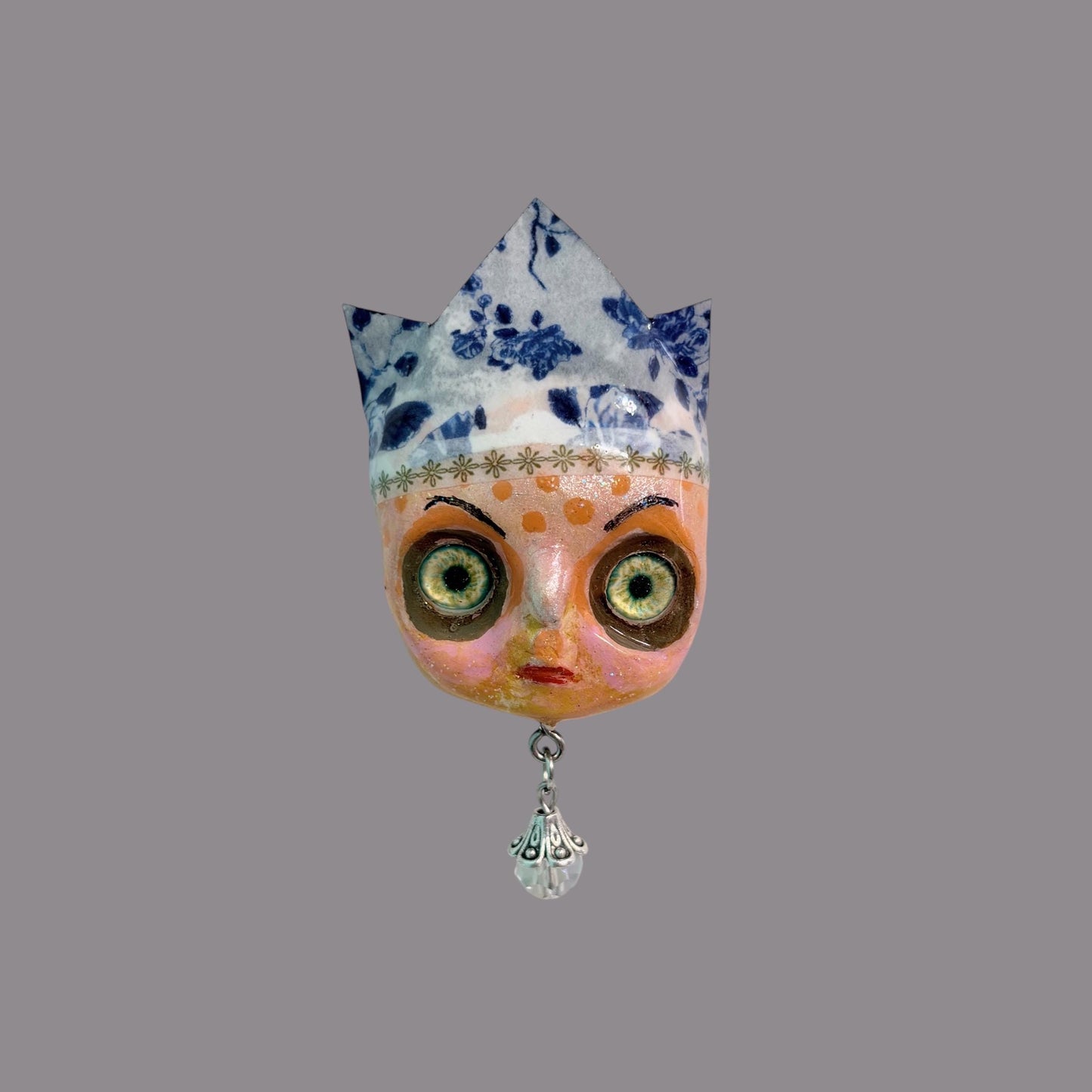 Handpainted Monster Fridge Magnet: Crowned Creepling Fae Goblin