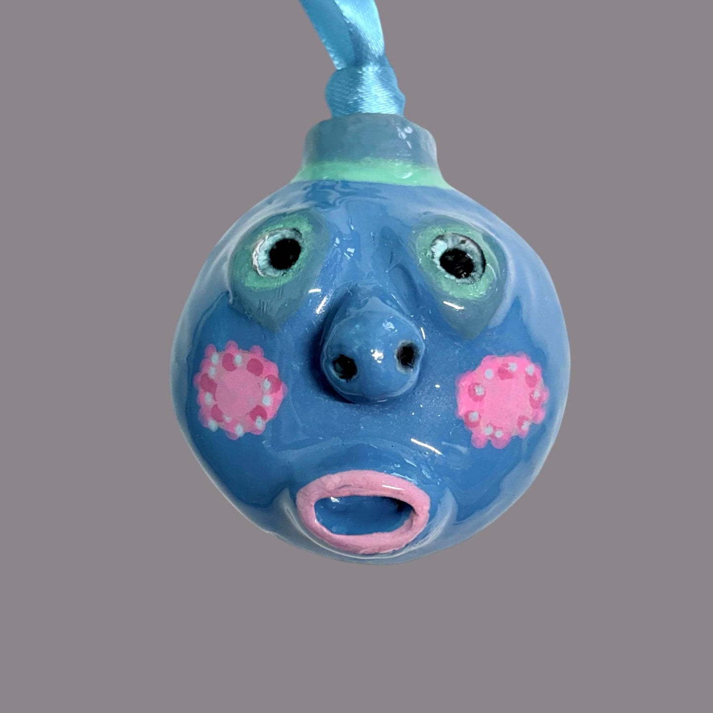 Whimsical Quirky Face Ornament Handmade Clay