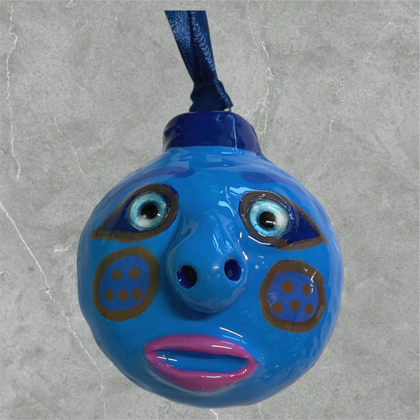 Whimsical Quirky Face Ornament Handmade Clay