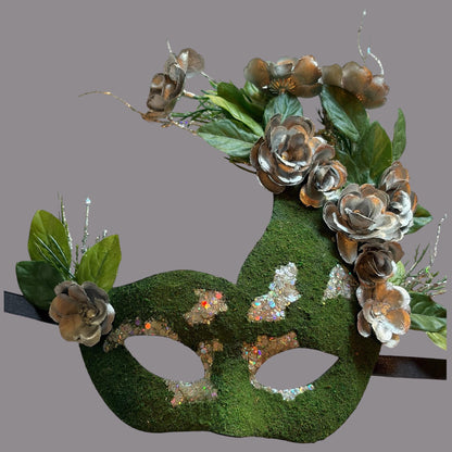 Woodland Fairy Mask | Moss Masquerade Mask | Fantasy Costume Accessory | Renaissance Faire Costume | Fairy Festival