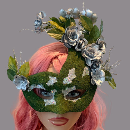 Woodland Fairy Mask | Moss Masquerade Mask | Fantasy Costume Accessory | Renaissance Faire Costume | Fairy Festival