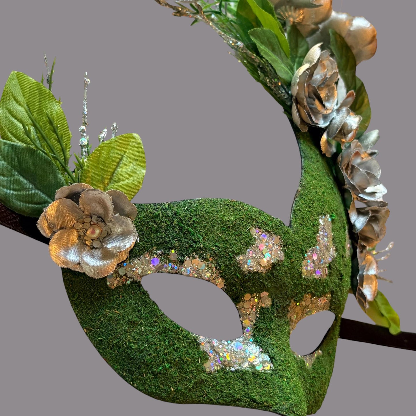Woodland Fairy Mask | Moss Masquerade Mask | Fantasy Costume Accessory | Renaissance Faire Costume | Fairy Festival