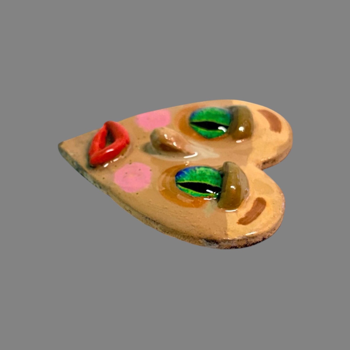 Handmade Creepling Heart Magnet: Quirky Two-Eyed Sculpture, Collectible Gift  Monster