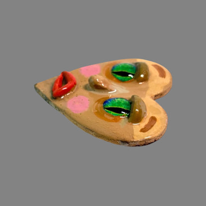Handmade Creepling Heart Magnet: Quirky Two-Eyed Sculpture, Collectible Gift  Monster
