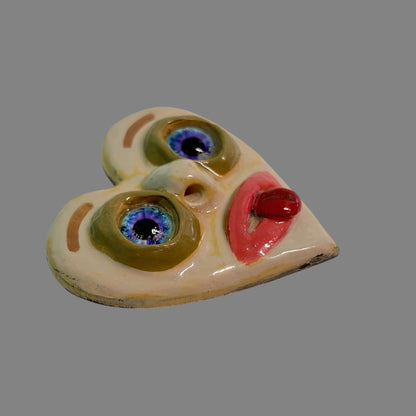 Handmade Creepling Heart Magnet: Quirky Two-Eyed Sculpture, Collectible Gift  Monster