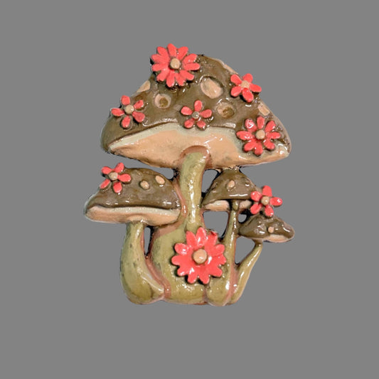 Whimsical Mushroom Garden Magnet | Handmade Hand Painted Woodland Decor | Cottagecore Fridge Magnet | Fairy Garden Inspired Gift