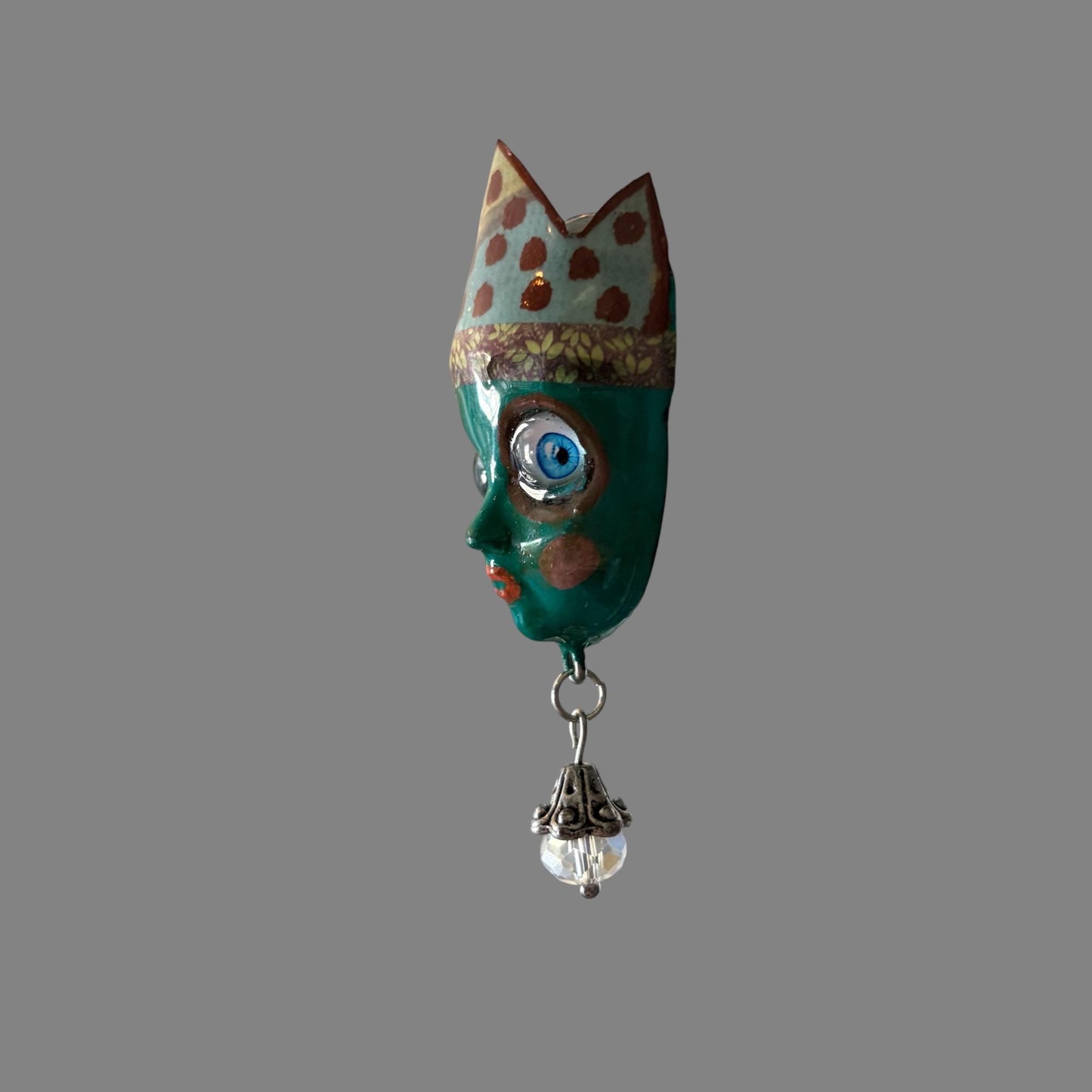 Handpainted Monster Fridge Magnet: Crowned Fae Goblin Kitchen Decor