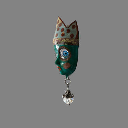Handpainted Monster Fridge Magnet: Crowned Fae Goblin Kitchen Decor