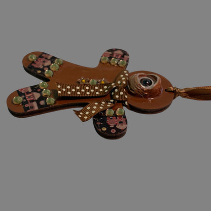 Hand-Painted One-Eyed Gingerbread Man Ornament