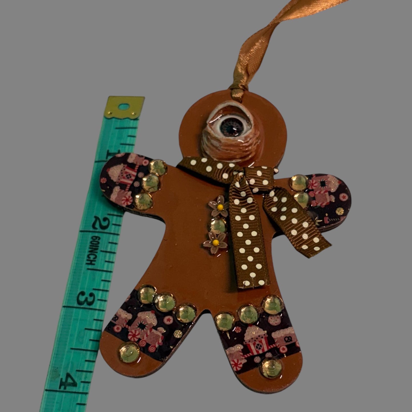 Hand-Painted One-Eyed Gingerbread Man Ornament