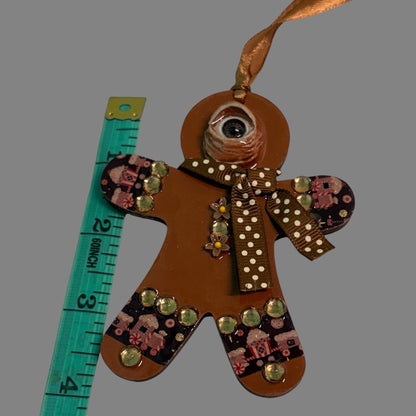 Hand-Painted One-Eyed Gingerbread Man Ornament