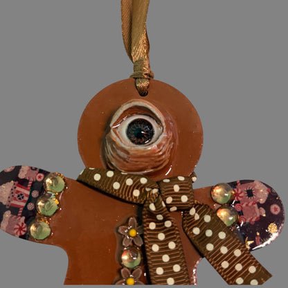 Hand-Painted One-Eyed Gingerbread Man Ornament