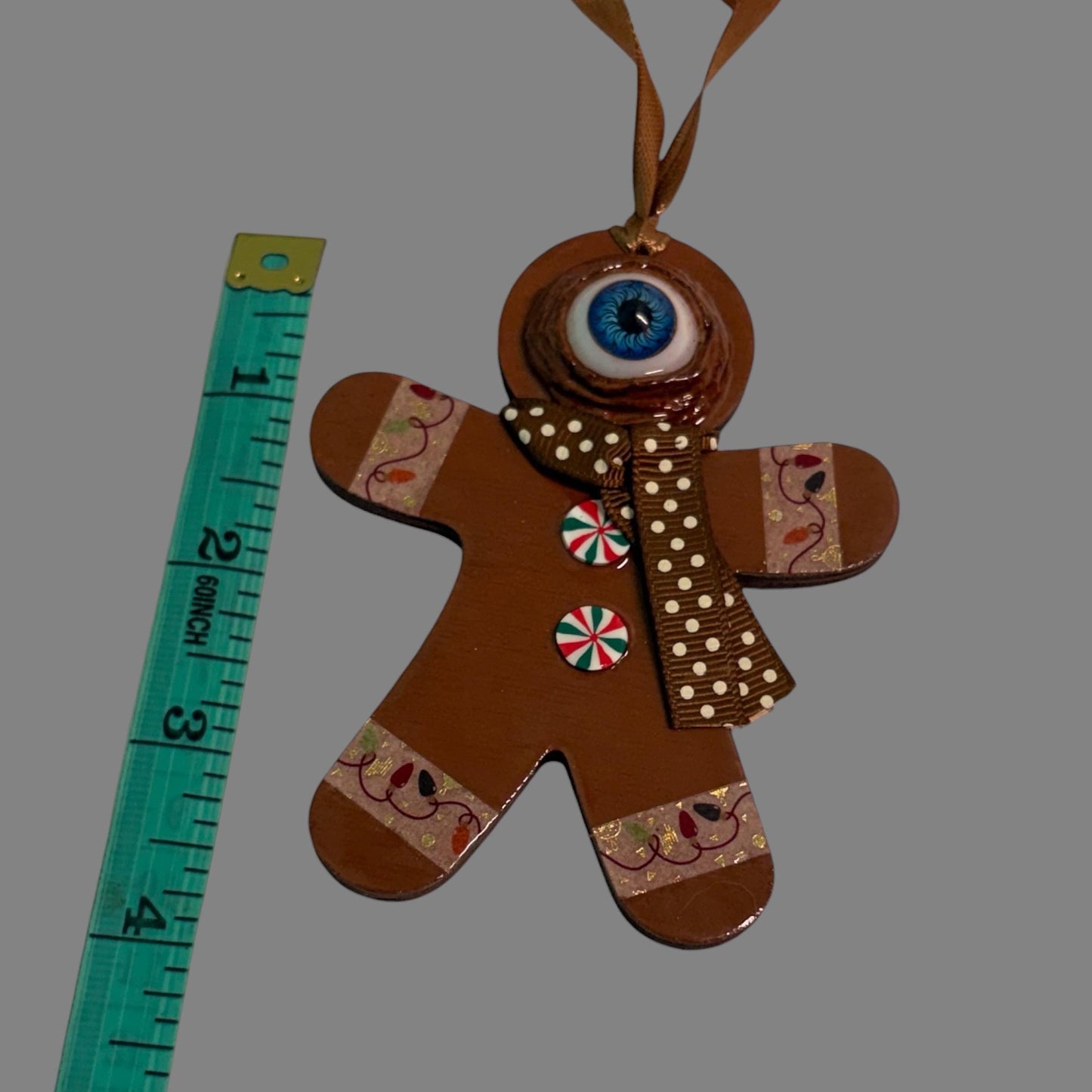 Hand-Painted One-Eyed Gingerbread Man Ornament