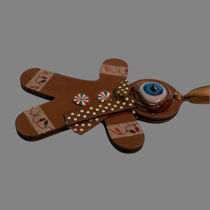 Hand-Painted One-Eyed Gingerbread Man Ornament