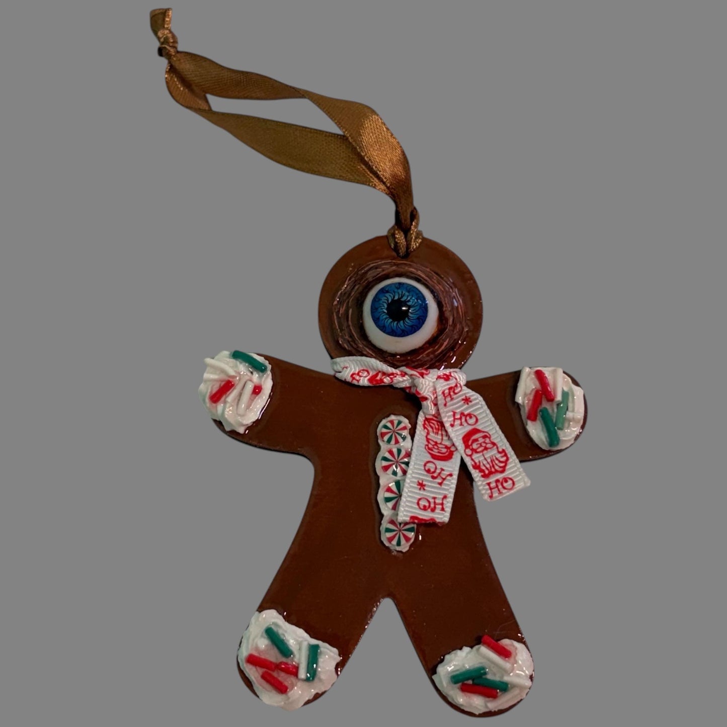 Hand-Painted One-Eyed Gingerbread Man Ornament