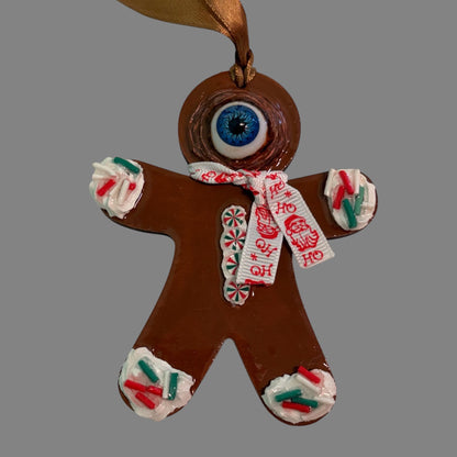 Hand-Painted One-Eyed Gingerbread Man Ornament