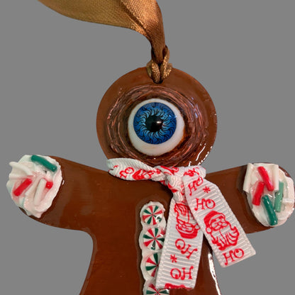 Hand-Painted One-Eyed Gingerbread Man Ornament