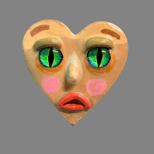 Handmade Creepling Heart Magnet: Quirky Two-Eyed Sculpture, Collectible Gift  Monster