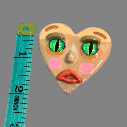 Handmade Creepling Heart Magnet: Quirky Two-Eyed Sculpture, Collectible Gift  Monster