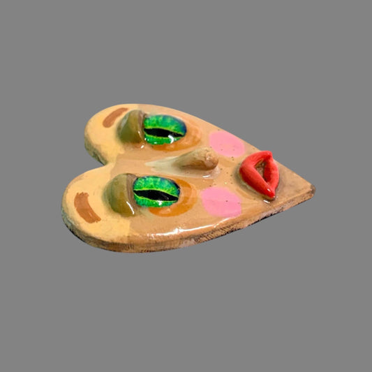 Handmade Creepling Heart Magnet: Quirky Two-Eyed Sculpture, Collectible Gift  Monster