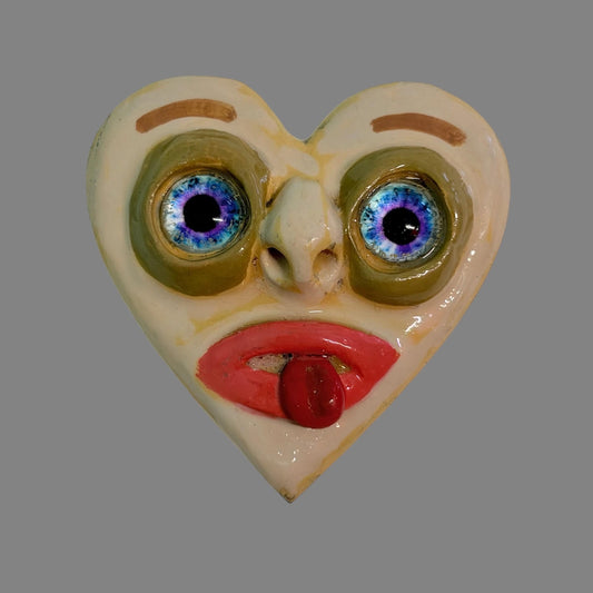 Handmade Creepling Heart Magnet: Quirky Two-Eyed Sculpture, Collectible Gift  Monster