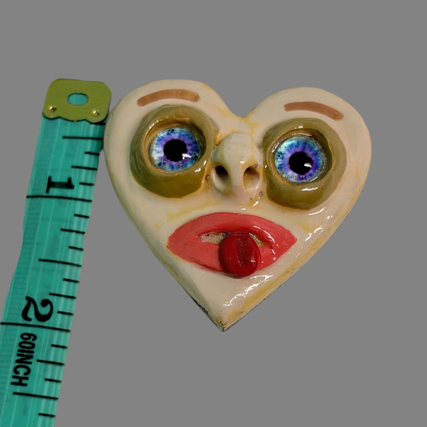 Handmade Creepling Heart Magnet: Quirky Two-Eyed Sculpture, Collectible Gift  Monster