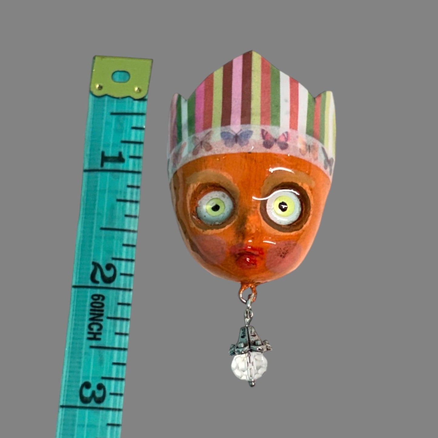 Handpainted Monster Fridge Magnet: Crowned Fae Goblin Kitchen Decor