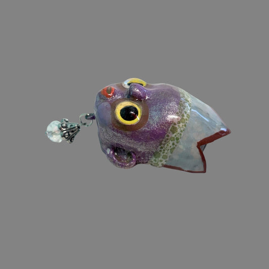 Handpainted Monster Fridge Magnet: Crowned Fae Goblin Kitchen Decor