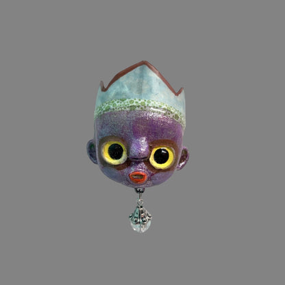 Handpainted Monster Fridge Magnet: Crowned Fae Goblin Kitchen Decor