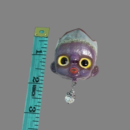 Handpainted Monster Fridge Magnet: Crowned Fae Goblin Kitchen Decor