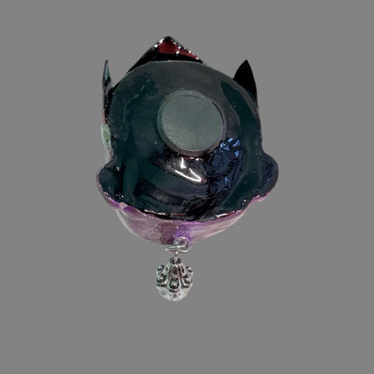 Handpainted Monster Fridge Magnet: Crowned Fae Goblin Kitchen Decor