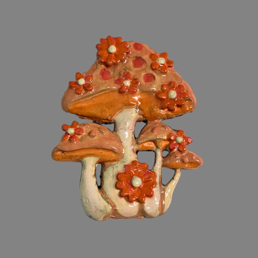 Whimsical Mushroom Garden Magnet | Handmade Hand Painted Woodland Decor | Cottagecore Fridge Magnet | Fairy Garden Inspired Gift
