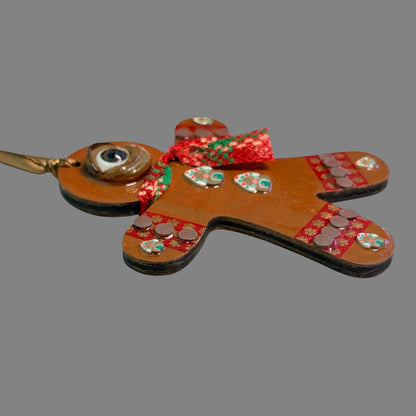 One Eyed Gingerbread Man Ornament | Christmas Tree Decoration | Whimsical Holiday Decor | Hand Painted Folk Art Ornament | Creepy Cute