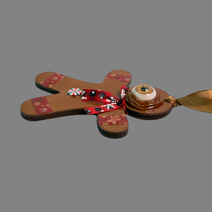 One Eyed Gingerbread Man Ornament | Christmas Tree Decoration | Whimsical Holiday Decor | Hand Painted Folk Art Ornament | Creepy Cute