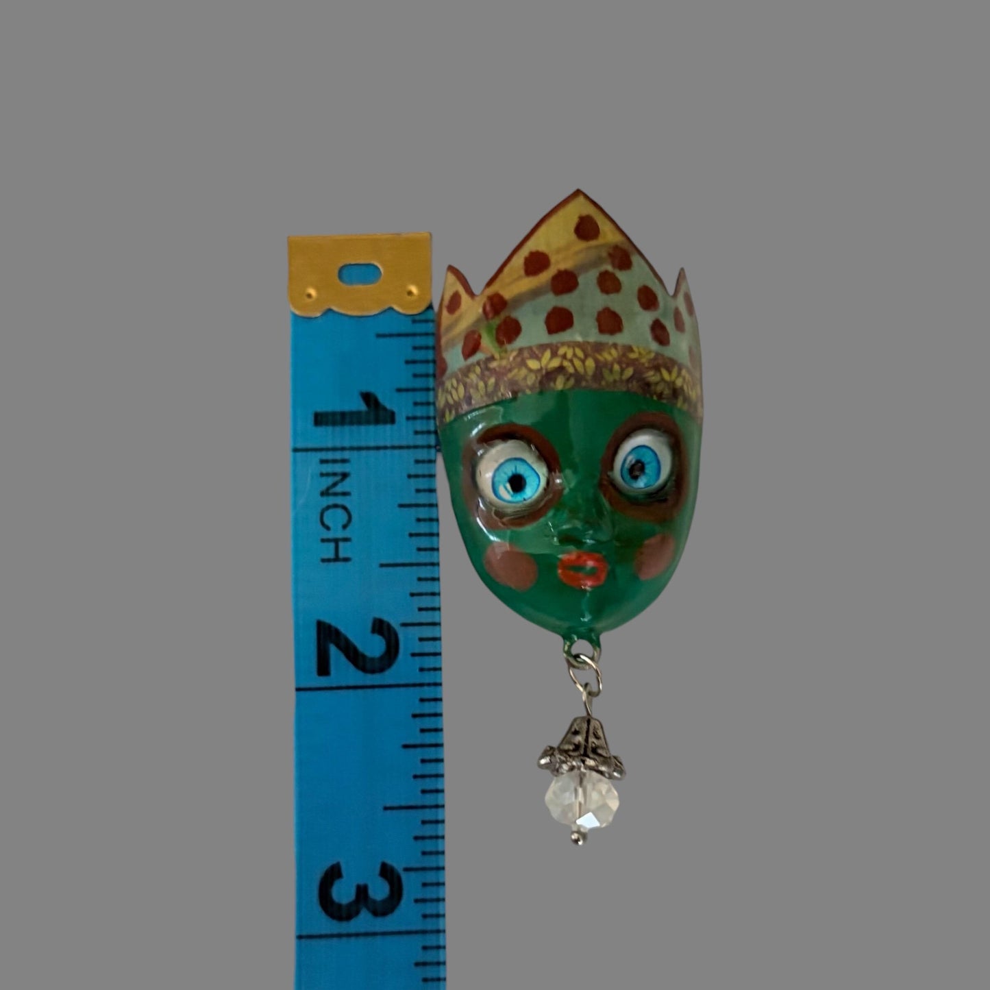 Handpainted Monster Fridge Magnet: Crowned Fae Goblin Kitchen Decor