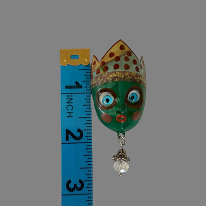 Handpainted Monster Fridge Magnet: Crowned Fae Goblin Kitchen Decor