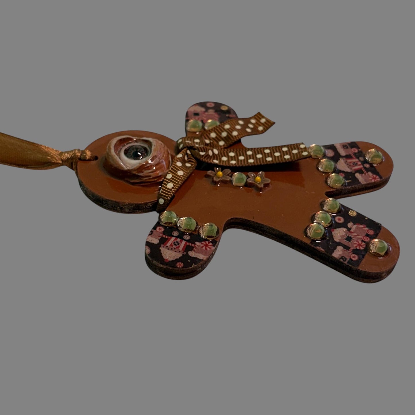 Hand-Painted One-Eyed Gingerbread Man Ornament