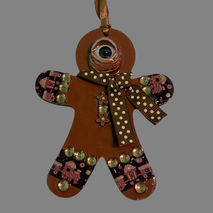 Hand-Painted One-Eyed Gingerbread Man Ornament